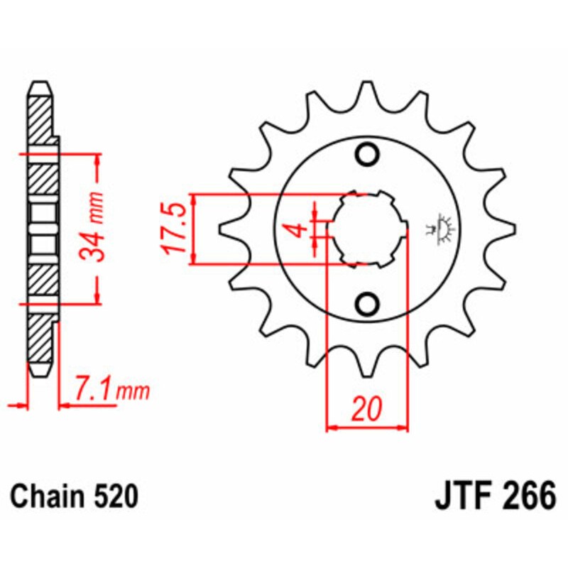 Piñón JT SPROCKETS acero estándar 266 - Paso 520