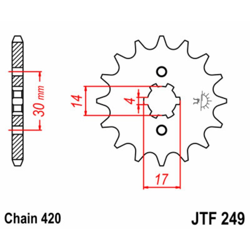 Piñón JT SPROCKETS acero estándar 249 - Paso 420