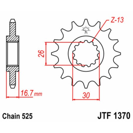 Piñón JT SPROCKETS acero estándar 1370 - Paso 525