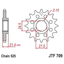 Piñón JT 709 de acero con 16 dientes