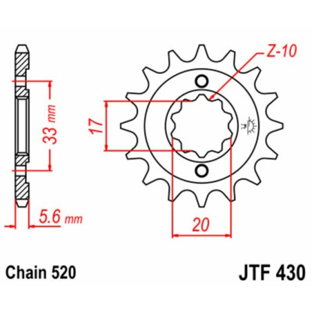 Piñón JT SPROCKETS acero estándar 430 - Paso 520