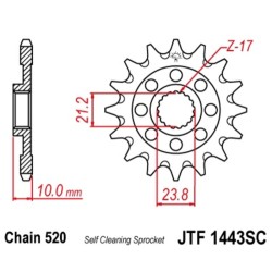 Piñón JT SPROCKETS acero autolimpiable 1443 - Paso 520 2