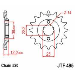 Piñón JT SPROCKETS acero estándar 495 - Paso 520 2