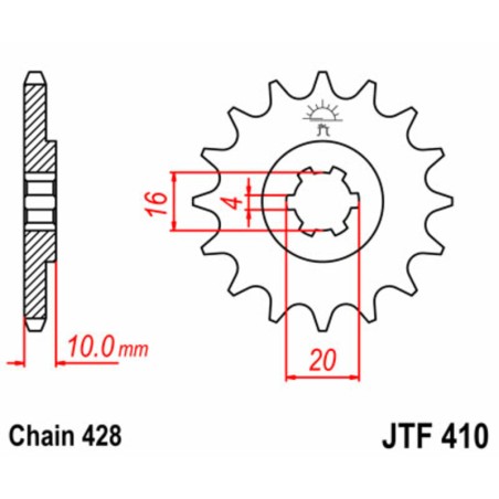 Piñón JT SPROCKETS acero estándar 410 - Paso 428