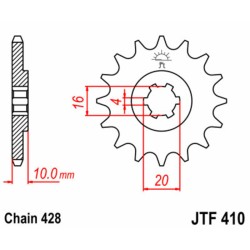 Piñón JT SPROCKETS acero estándar 410 - Paso 428 2