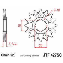 Piñón JT SPROCKETS acero autolimpiable 427 - Paso 520 2