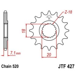 Piñón JT SPROCKETS acero estándar 427 - Paso 520