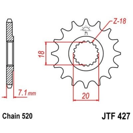 Piñón JT SPROCKETS acero estándar 427 - Paso 520