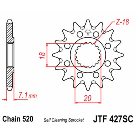 Piñón JT SPROCKETS acero autolimpiable 427 - Paso 520