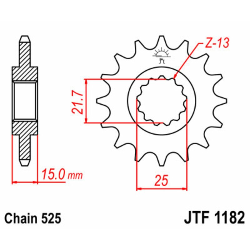 Piñón JT SPROCKETS acero estándar 1182 - Paso 525