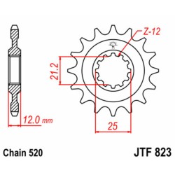 Piñón JT SPROCKETS acero estándar 823 - Paso 520 2