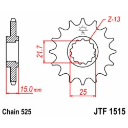 Piñon JT 1515 de acero con 15 dientes 2