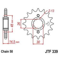 Piñón con goma anti-ruido JT SPROCKETS acero 339 - 530