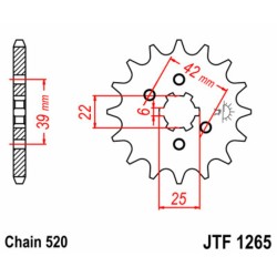 Piñón JT SPROCKETS acero estándar 1265 - Paso 520 2