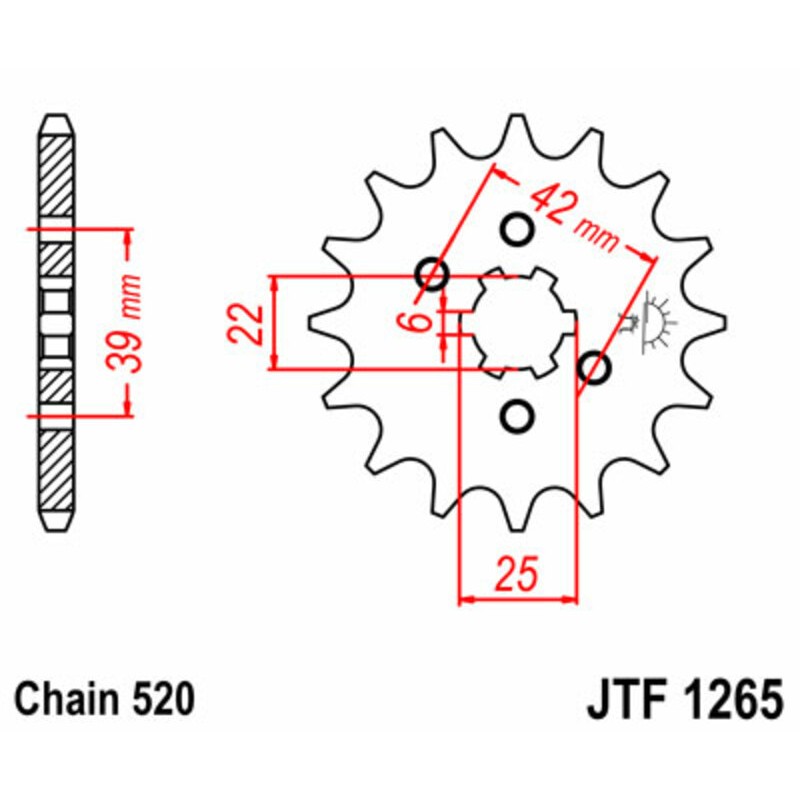 Piñón JT SPROCKETS acero estándar 1265 - Paso 520