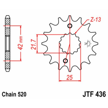 Piñón JT SPROCKETS acero estándar 436 - Paso 520