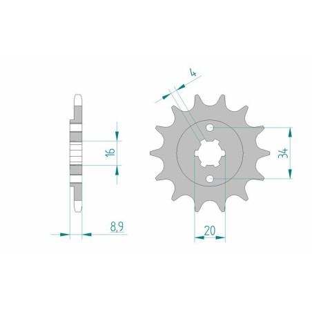 Piñón AFAM acero estándar 21300 - Paso 520