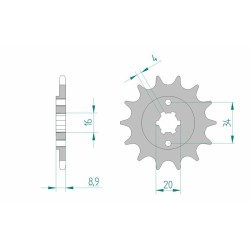Piñón AFAM acero estándar 21300 - Paso 520