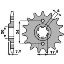 Piñón PBR acero estándar 266 - 520