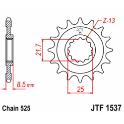 Piñón JT SPROCKETS acero estándar 1537 - Paso 525 2