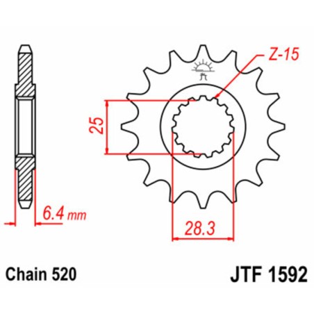 Piñón JT SPROCKETS acero estándar 1592 - Paso 520