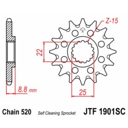 Piñón JT SPROCKETS acero autolimpiable 1901 - Paso 520 2