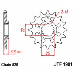 Piñón JT SPROCKETS acero estándar 1901 - Paso 520 2