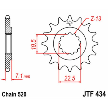 Piñón JT SPROCKETS acero estándar 434 - Paso 520