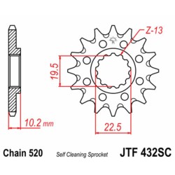 Piñón JT SPROCKETS acero autolimpiable 432 - Paso 520 2