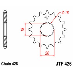Piñón JT SPROCKETS acero estándar 426 - Paso 428 2
