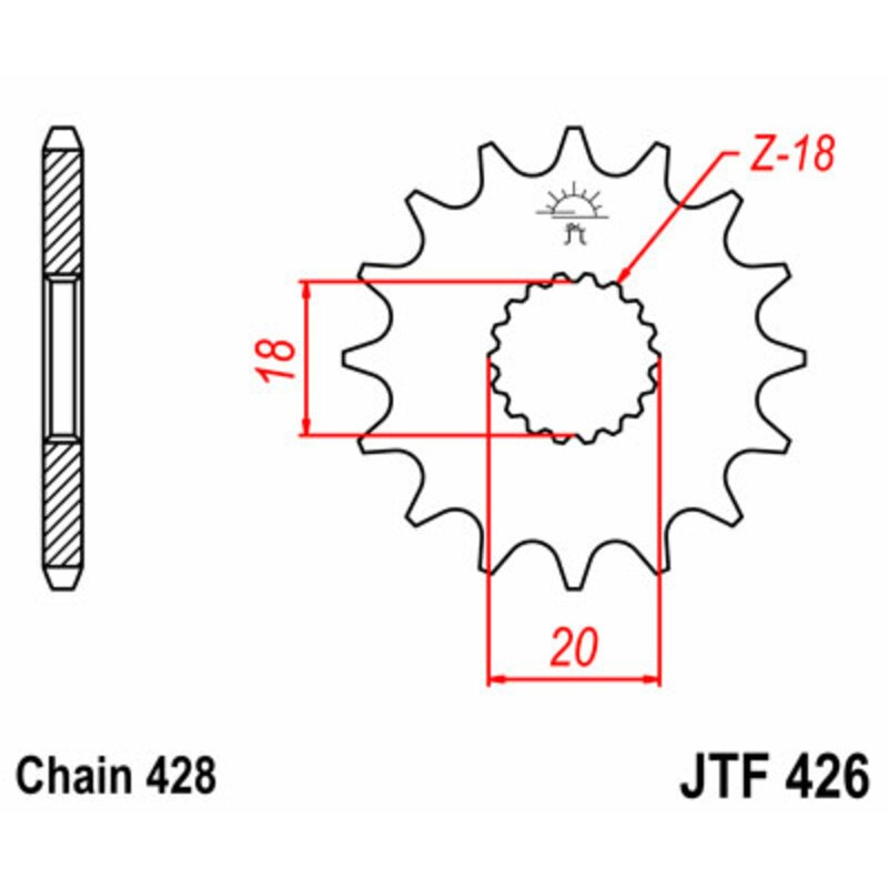 Piñón JT SPROCKETS acero estándar 426 - Paso 428