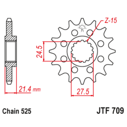 Piñón con goma anti-ruido JT SPROCKETS acero 709 - 525