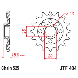 Piñón con goma anti-ruido JT SPROCKETS acero estándar 404 - Paso 525