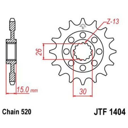 Piñón JT SPROCKETS acero estándar 1404 - Paso 520
