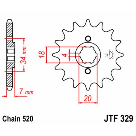 Piñón JT SPROCKETS acero estándar 329 - Paso 520