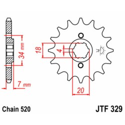 Piñón JT SPROCKETS acero estándar 329 - Paso 520 2