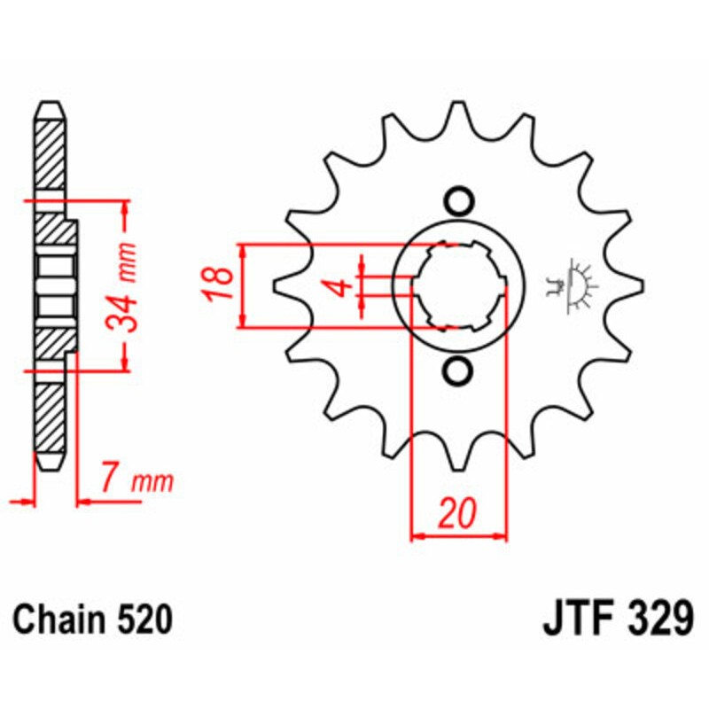 Piñón JT SPROCKETS acero estándar 329 - Paso 520