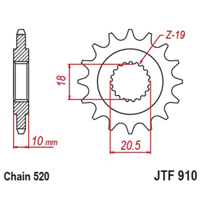 Piñón JT SPROCKETS acero estándar - 910 - 520