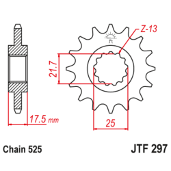 Piñón con goma anti-ruido JT SPROCKETS acero 297 - 525