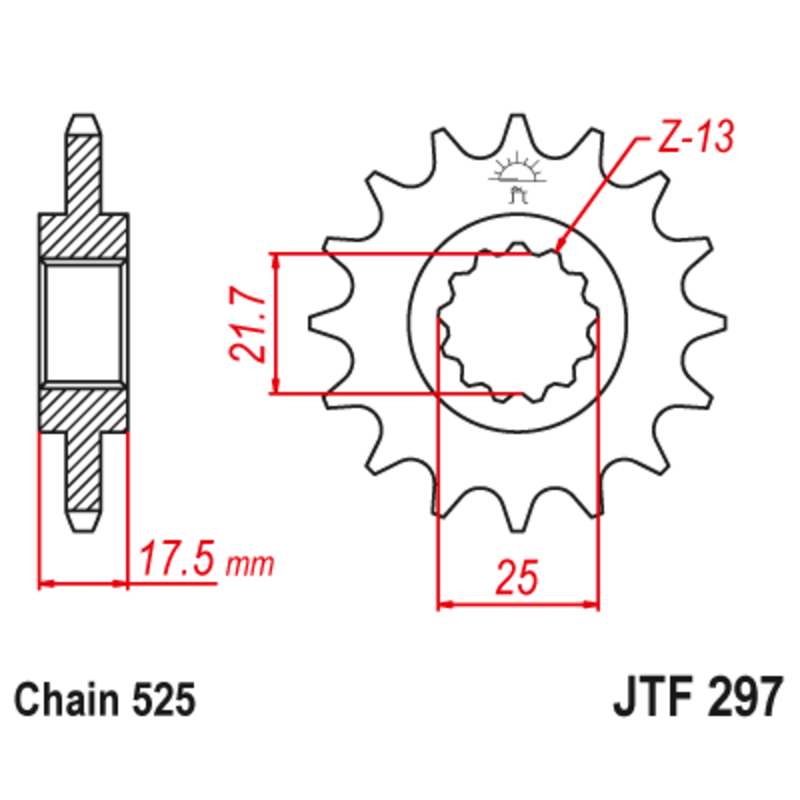 Piñón con goma anti-ruido JT SPROCKETS acero 297 - 525