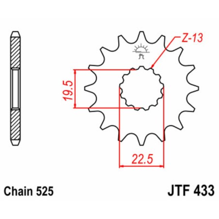 Piñón JT SPROCKETS acero estándar 433 - Paso 525