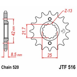 Piñón JT SPROCKETS acero estándar 516 - Paso 520 2