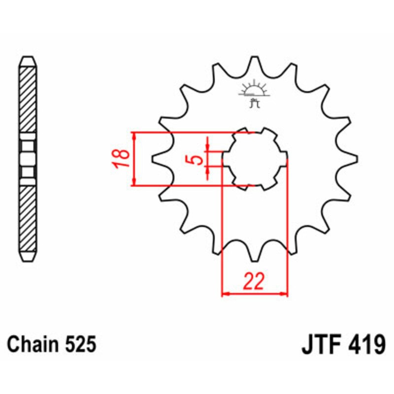 Piñón JT SPROCKETS acero estándar 419 - Paso 525