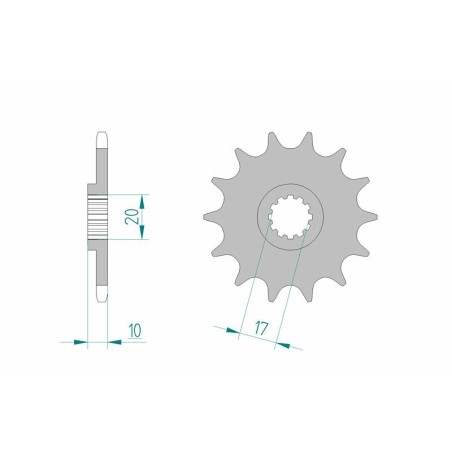 Piñón AFAM acero estándar 64201 - Paso 520