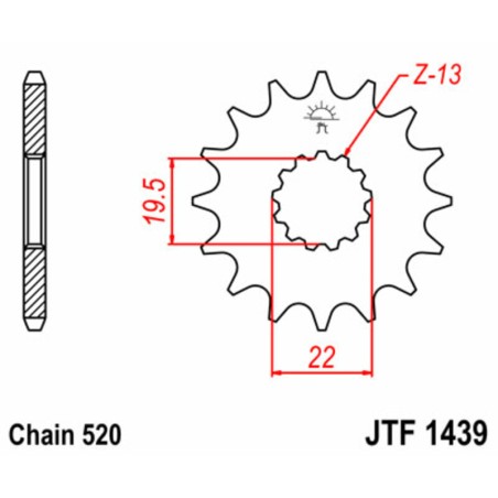 Piñón JT SPROCKETS acero estándar 1439 - Paso 520
