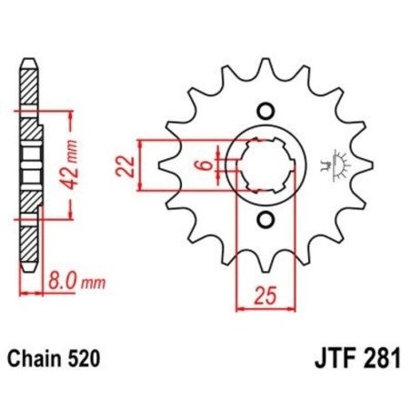 Piñon JT 281 de acero con 13 dientes