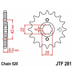JT SPROCKETS Steel Standard Front Sprocket 281 - 520 2