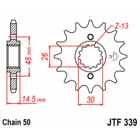 Piñón JT SPROCKETS acero estándar 339 - Paso 530
