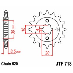 Piñón JT SPROCKETS acero estándar 718 - Paso 520 2