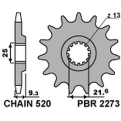 Piñón PBR acero estándar 2273 - 520